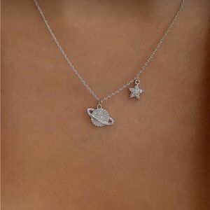 ⚠️Clearance Silver Planet and Star Pendant Necklace